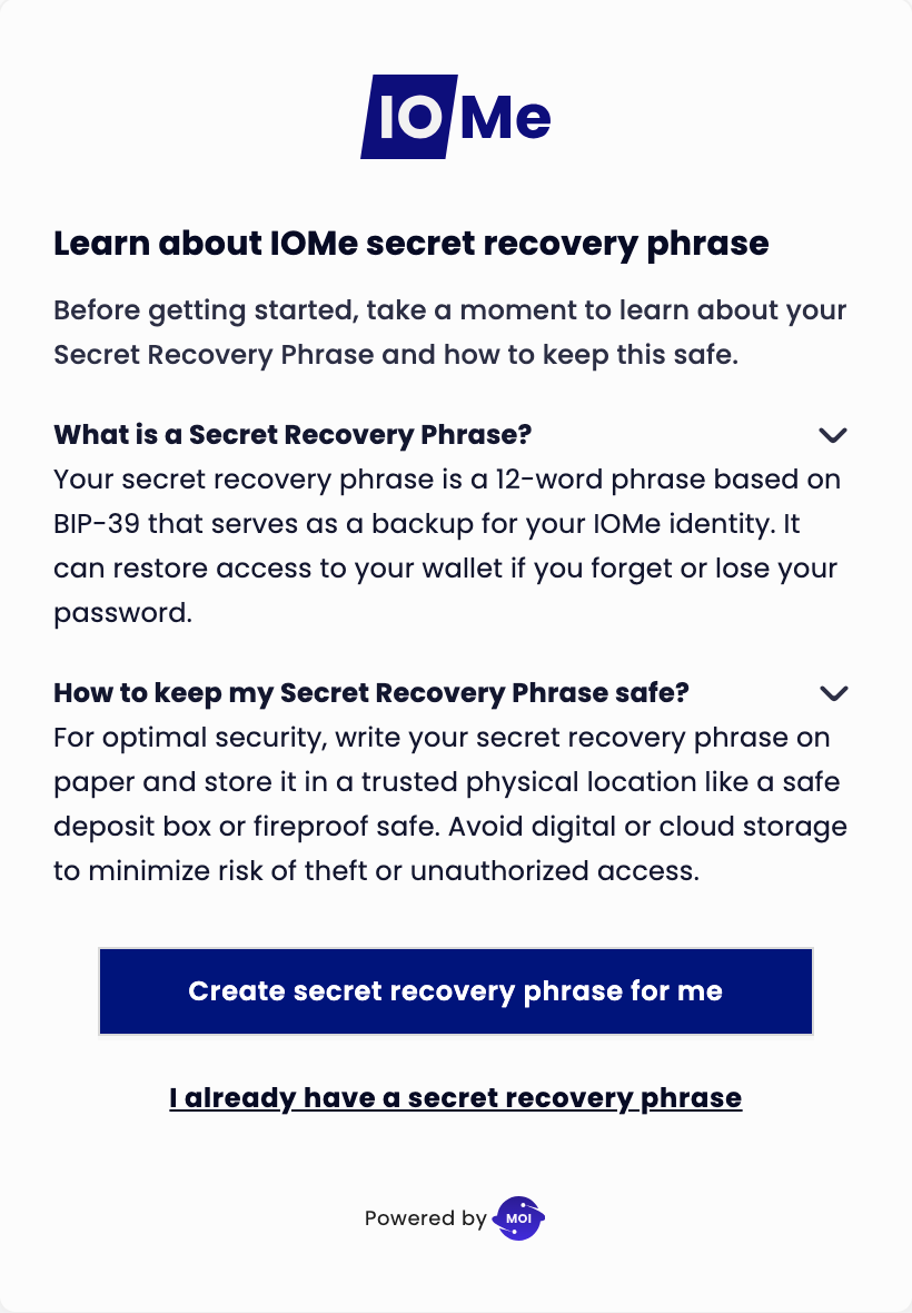 Secret Recovery Generation